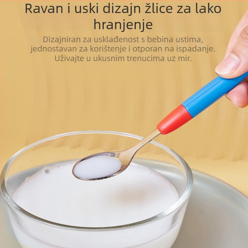 Rikang dječja žlica za hranjenje, 304 nehrđajući čelik, žličica za učenje hranjenja, za bebe od 6 mjeseci, model 3808