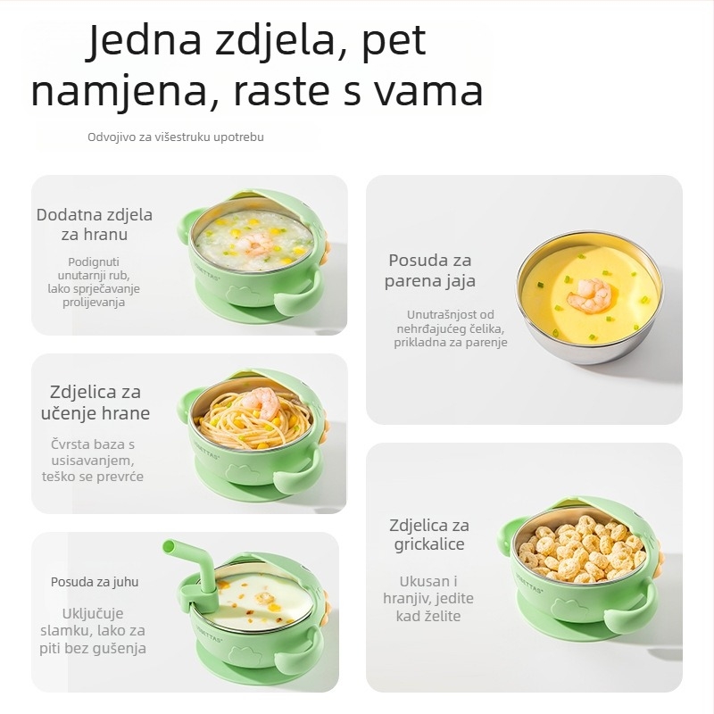 Belleptide dječja zdjela za hranjenje – nehrđajući čelik, minimalistički stil, pogodna za djecu stariju od 6 mjeseci