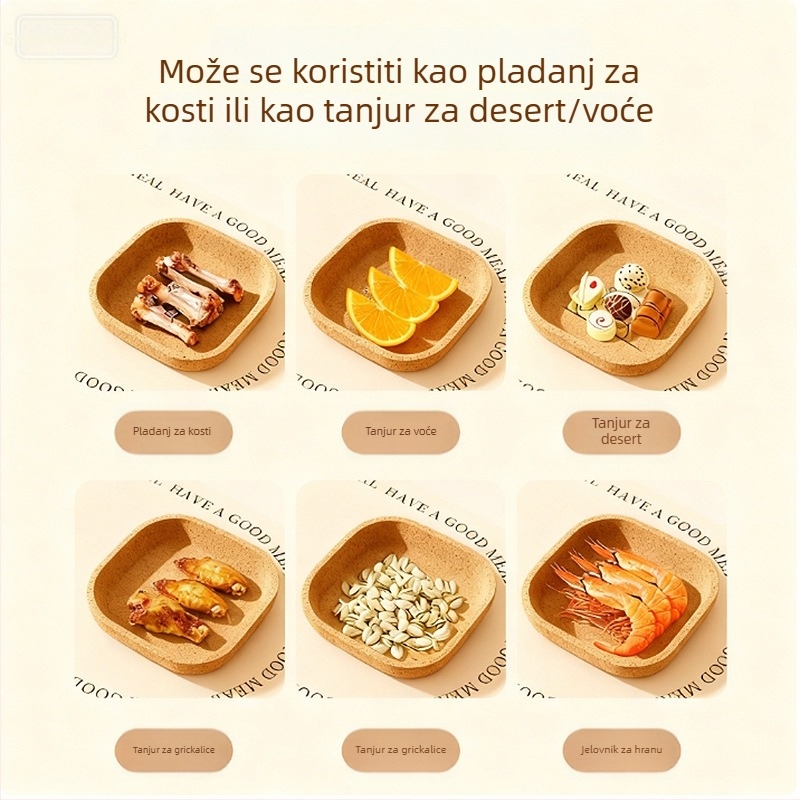 Drveni tanjur za kućnu upotrebu, japanskog stila, četverostrani oblik, mikrovalna sigurna, mogućnost tiskanja logotipa i prilagodbe
