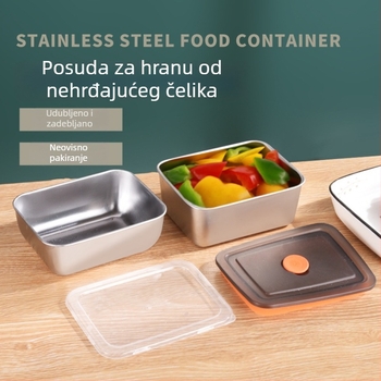 Kutija od nehrđajućeg čelika za hranu, zatvorena, prehrambena kvaliteta, pogodna za hladnjak, kutija za zamrzavanje knedli i voćne uzorke, s poklopcem