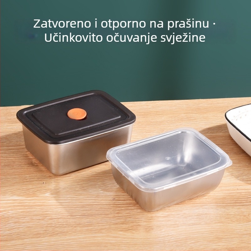 Kutija od nehrđajućeg čelika za hranu, zatvorena, prehrambena kvaliteta, pogodna za hladnjak, kutija za zamrzavanje knedli i voćne uzorke, s poklopcem