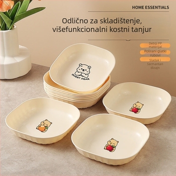 Plastični set posuđa u obliku kosti, s karikaturnim uzorkom, slatkim stilom, za kućnu upotrebu