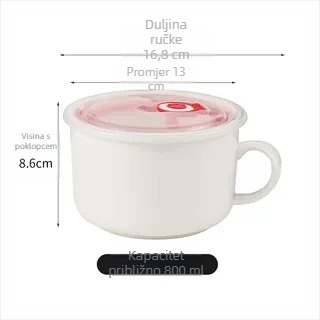 Porcelanska zdjela za rezance s poklopcem, japanski stil crtani dizajn, mikrovalna sigurnost, mogućnost ispisa logotipa