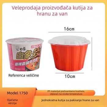 Okrugla plastična kutija za dostavu s jednokratnom zdjelom, zatvorena i ojačana, crveno-crno-zlata