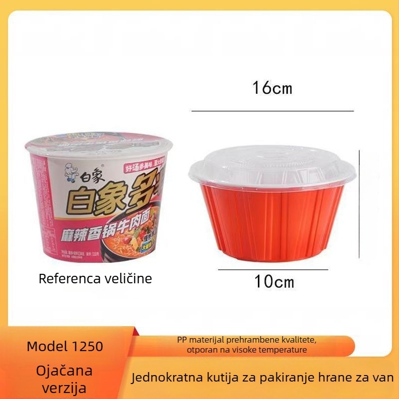 Okrugla plastična kutija za dostavu s jednokratnom zdjelom, zatvorena i ojačana, crveno-crno-zlata