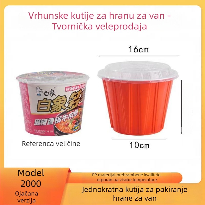 Okrugla plastična kutija za dostavu s jednokratnom zdjelom, zatvorena i ojačana, crveno-crno-zlata
