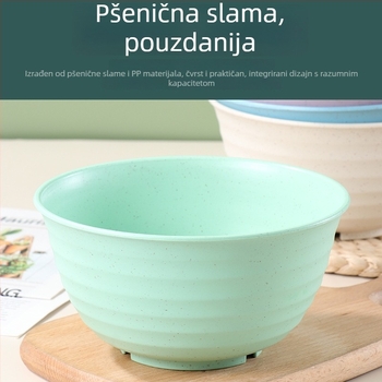 Plastična zdjela od pšenične slame, debela, otporna na pad, okrugla zdjela za juhu i ramen, promjer 17–18 cm, za kućnu upotrebu.