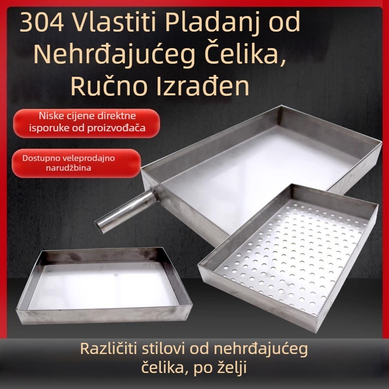 Pravokutni ručno izrađeni tanjur od 304 nehrđajućeg čelika, kompatibilan s mikrovalnom, novi kineski stil