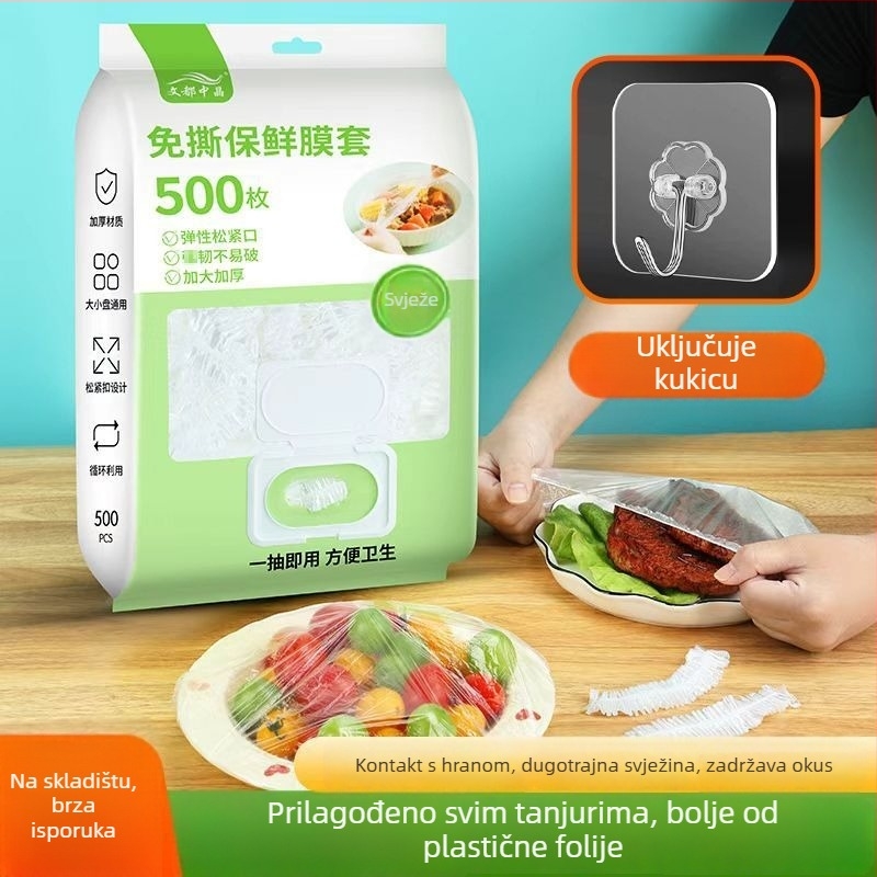 Poklop za foliju za hranu – 2 komada, PE (polietilen), otporan na temperaturu -60°C do 140°C, kućanstvo, rok trajanja 1 godina