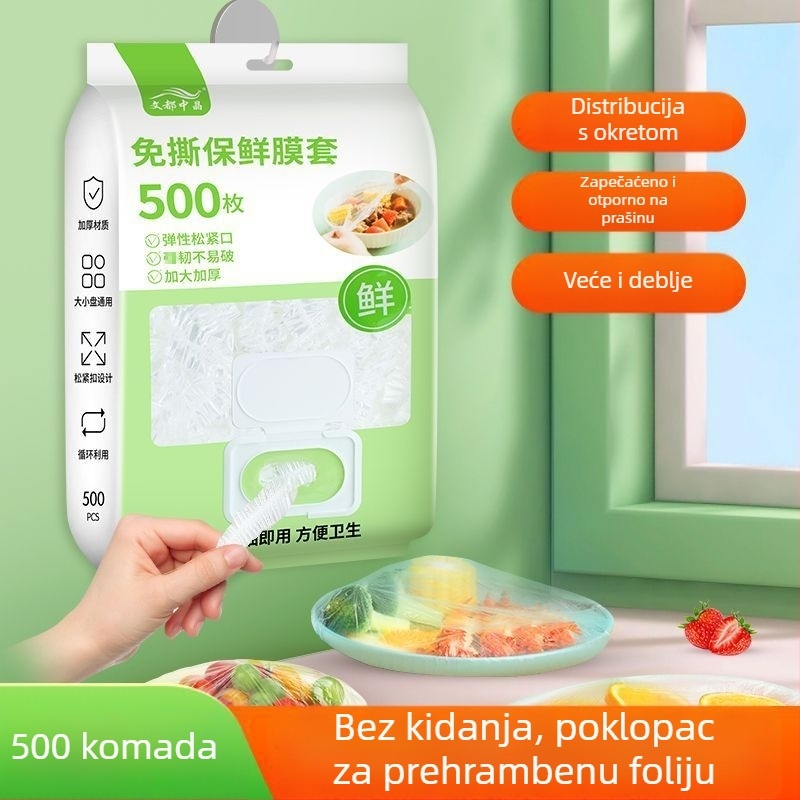 Poklop za foliju za hranu – 2 komada, PE (polietilen), otporan na temperaturu -60°C do 140°C, kućanstvo, rok trajanja 1 godina