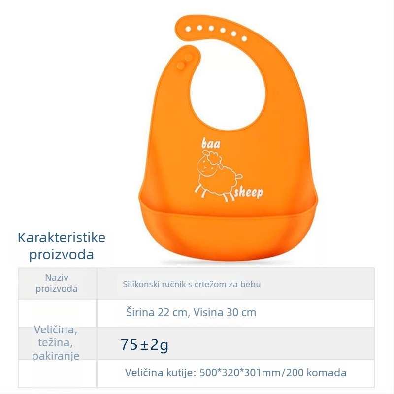 Silikonski dječji ubrus za hranjenje — minimalistički stil; materijal: silikon; pogodno za djecu stariju od 3 mjeseca; stil posude za mlijeko: dvije kvadrate; set: 1 komad