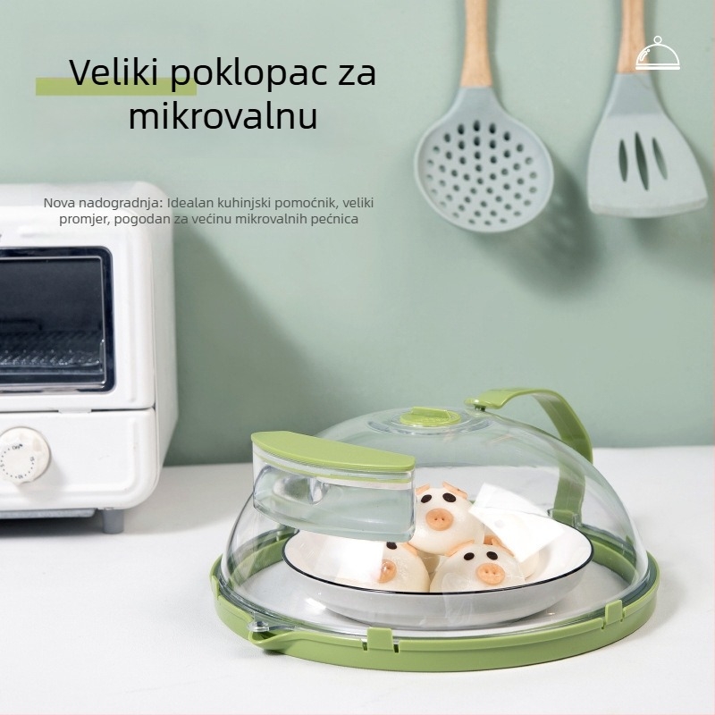 Poklopac za mikrovalnu protiv prskanja, toplinski otporan plastični materijal, za zagrijavanje hrane i očuvanje svježine; otporan na ulje; marka Hui qisi; stil moderan jednostavan (Materijal: plastika; Marka: Hui qisi; Stil: modernan jednostavan)