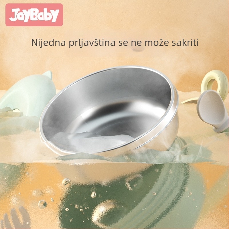 Posuda za bebe od 316 nerđajućeg čelika sa usisnom podlogom, odvojiva, toplinska izolacija i otporna na padove – uključuje žlicu i vilicu, za bebe starije od 6 mjeseci