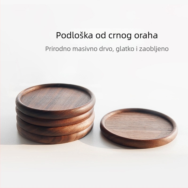 Drveni podmetač za čaj, okrugli, japanskog stila, jednobojna