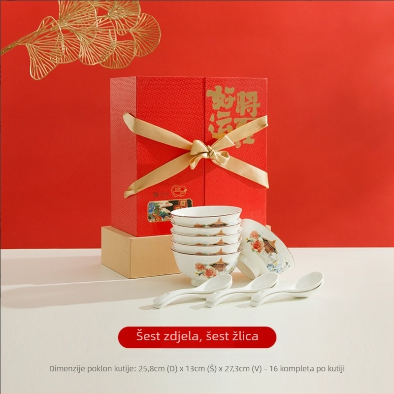 Keramički set zdjela, tanjura i žlica — Yexin, keramika, moderan minimalistički stil, porijeklo: Chaozhou, serija Good Luck Arrives, prilagodljiva obrada