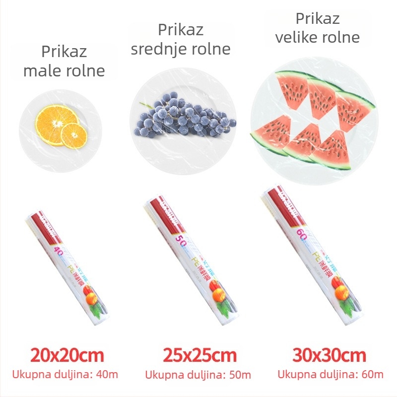 Okiss jednokratna plastična folija za hranu – prehrambena kvaliteta, otpornost na temperaturu -60°C do 100°C, 1 komad