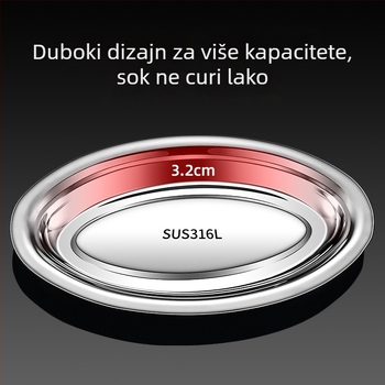 Ovalni tanjur od nehrđajućeg čelika, prehrambena kvaliteta 304/316, za kućno kuhanje ribe na paru, mikrovalna pećnica nije podržana