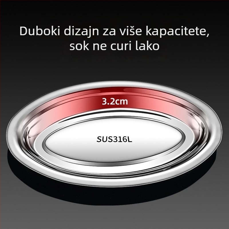 Ovalni tanjur od nehrđajućeg čelika, prehrambena kvaliteta 304/316, za kućno kuhanje ribe na paru, mikrovalna pećnica nije podržana