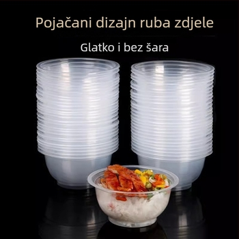 Set jednokratnih plastičnih zdjelica, okruglog oblika, za hranu, biološki razgradivo, nije pogodno za mikrovalnu pećnicu