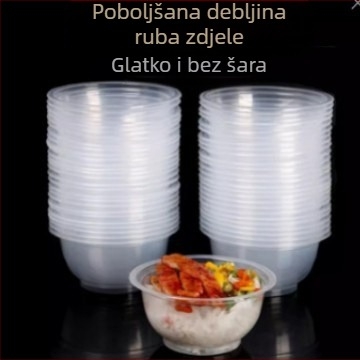 Set jednokratnih plastičnih zdjelica, okruglog oblika, za hranu, biološki razgradivo, nije pogodno za mikrovalnu pećnicu