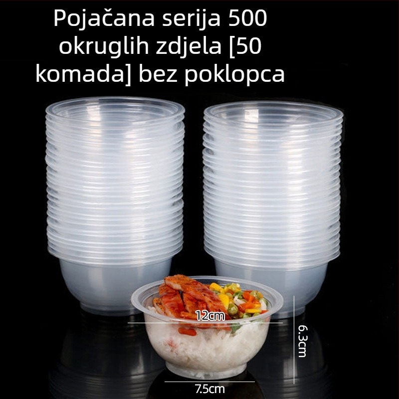 Set jednokratnih plastičnih zdjelica, okruglog oblika, za hranu, biološki razgradivo, nije pogodno za mikrovalnu pećnicu