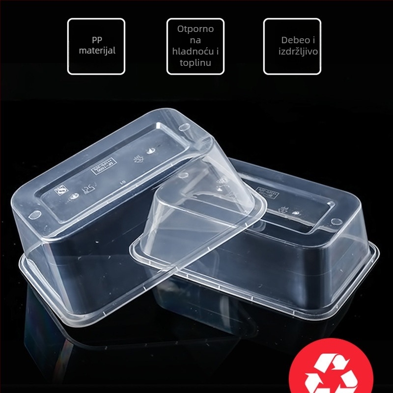 Set jednokratnih kutija za ručak: pravokutne i kružne, debeli PP plast, otporno na mikrovalnu, 20 kom.