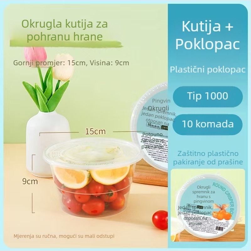 Set jednokratnih kutija za ručak: pravokutne i kružne, debeli PP plast, otporno na mikrovalnu, 20 kom.
