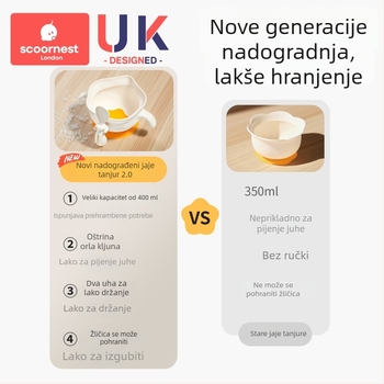 Silikonska dječja zdjela Scoornest/Kechao, za djece starije od 3 mjeseca, slatko, jednostavan stil