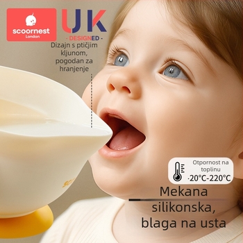 Silikonska dječja zdjela Scoornest/Kechao, za djece starije od 3 mjeseca, slatko, jednostavan stil