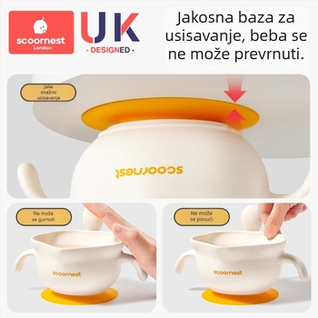Silikonska dječja zdjela Scoornest/Kechao, za djece starije od 3 mjeseca, slatko, jednostavan stil