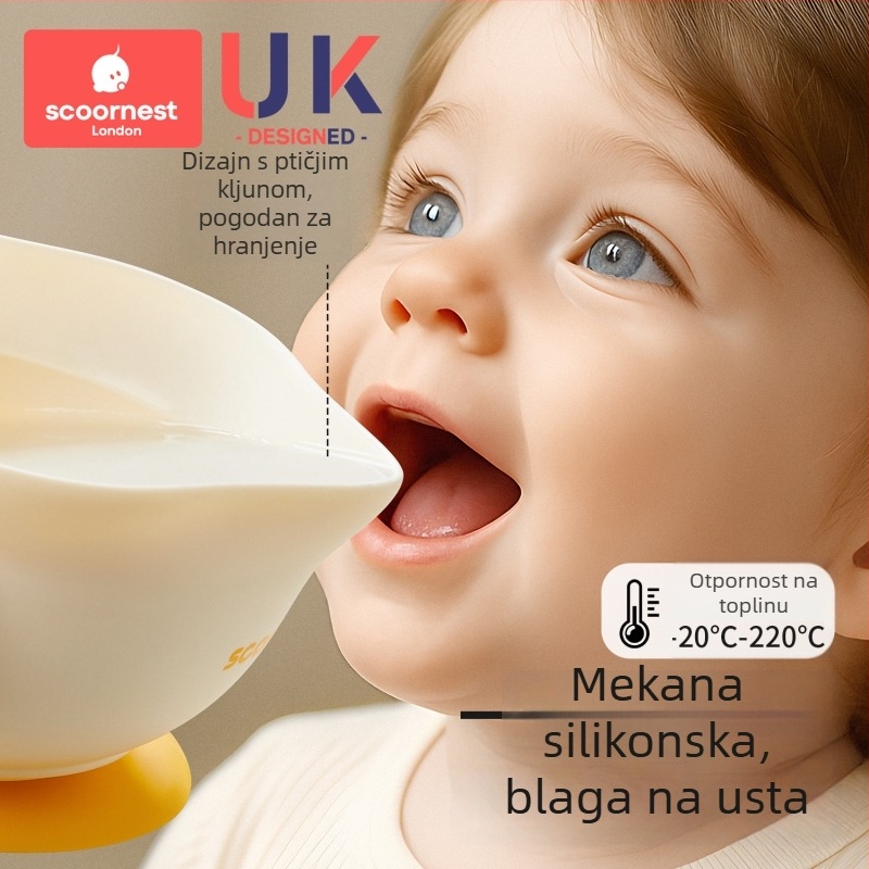 Silikonska dječja zdjela Scoornest/Kechao, za djece starije od 3 mjeseca, slatko, jednostavan stil