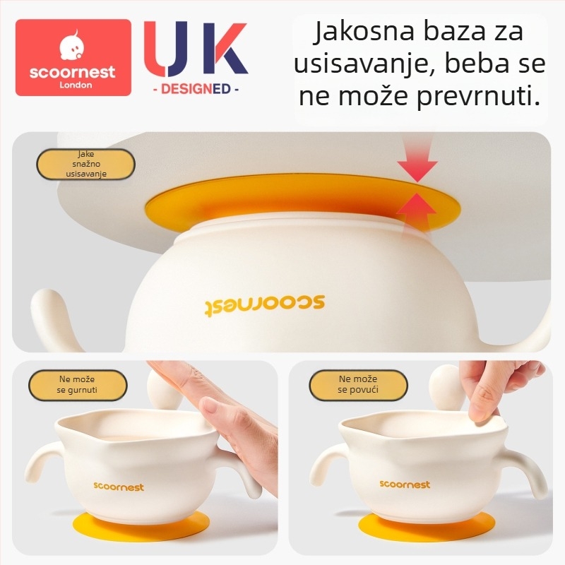 Silikonska dječja zdjela Scoornest/Kechao, za djece starije od 3 mjeseca, slatko, jednostavan stil