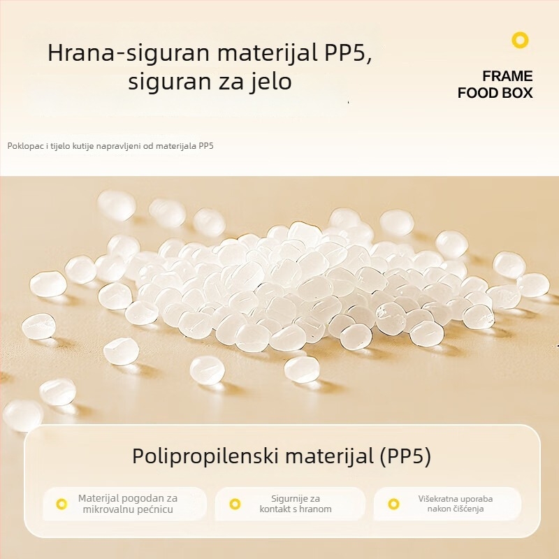 Temeiju jednokratna kutija za obrok s pet odjeljaka – PP materijal, mikrovalna sigurnost, TMJ-054, 150 setova po kutiji