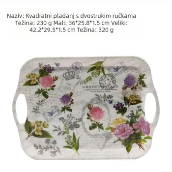 Melaminska pravokutna posuda za posluživanje — jednostavan uzorak, moguć tisak logotipa, mikrovalna pećnica nije dostupna