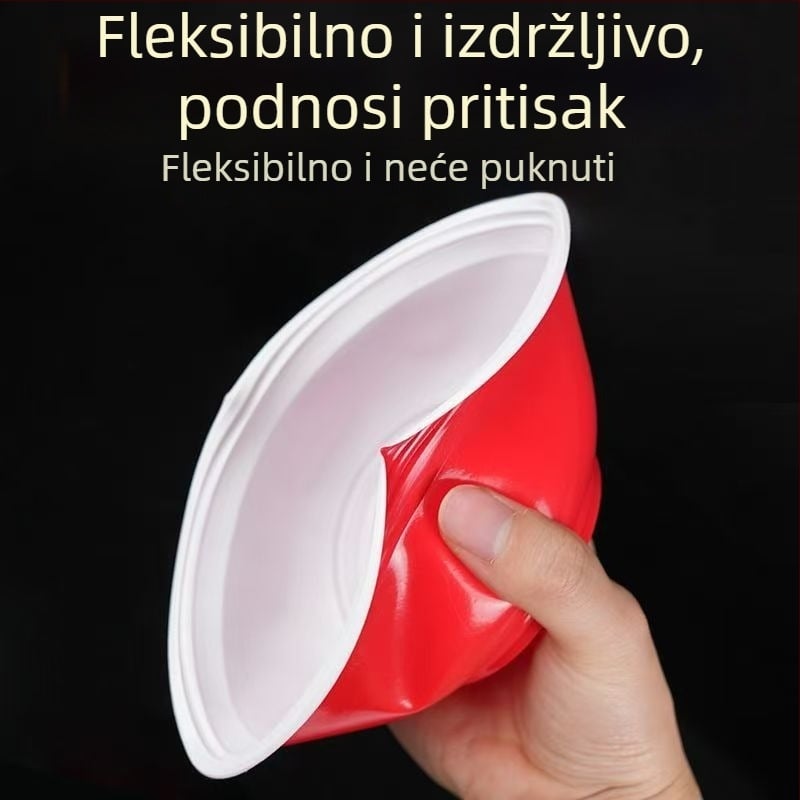Debljeni jednokratni set posuđa: zdjele, štapići za jelo i čaše od plastike za vjenčane bankete i useljenje; velike tanjure za jelo i male jušne zdjelice
