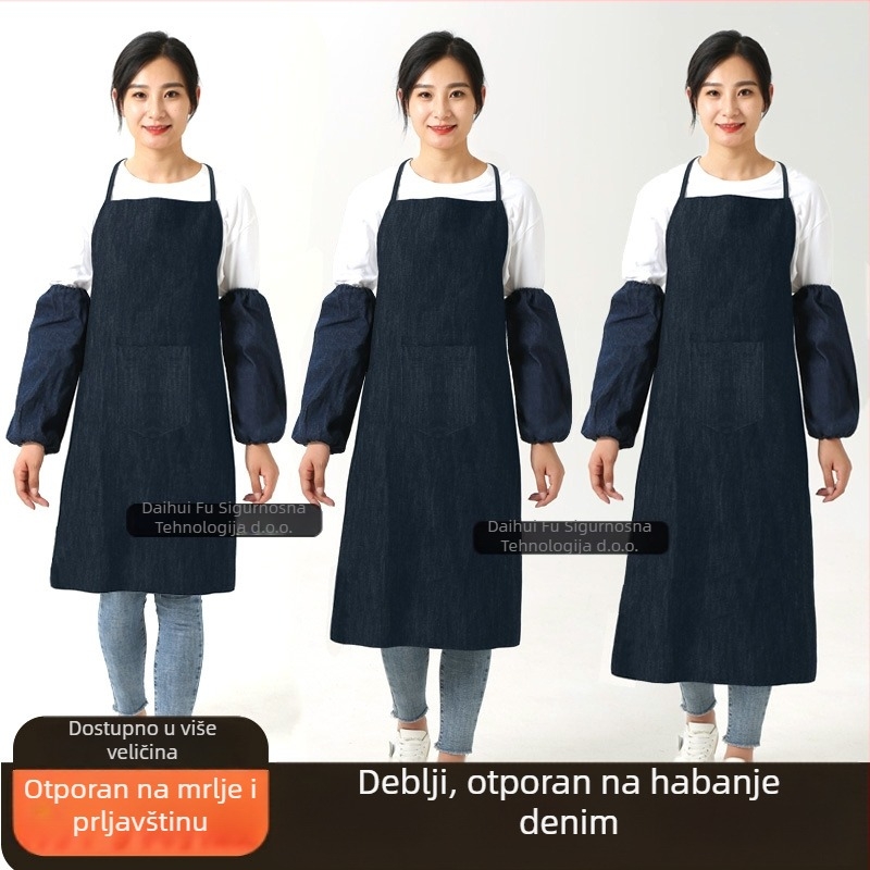 Denim pregača za zavarivanje s džepom, robusna, otporna na zaprljanje i trošenje