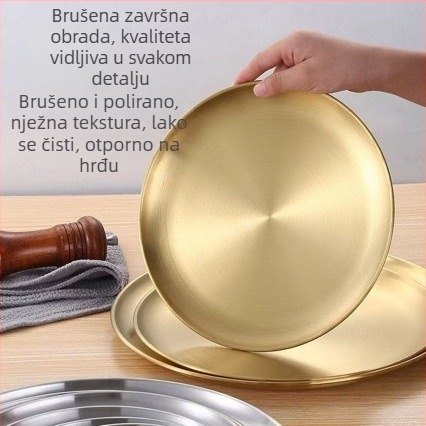 Nehrđajući čelični kružni tanjur, korejski BBQ tanjur, tanjur za voće, tanjur za kolače, tanjur za kosti, retro pladanj, posuđe