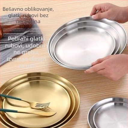 Nehrđajući čelični kružni tanjur, korejski BBQ tanjur, tanjur za voće, tanjur za kolače, tanjur za kosti, retro pladanj, posuđe