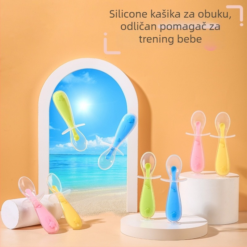 Warburg Silikonska žličica za bebe – obučna žličica, silikon, za djecu od 6 mjeseci, 1 paket
