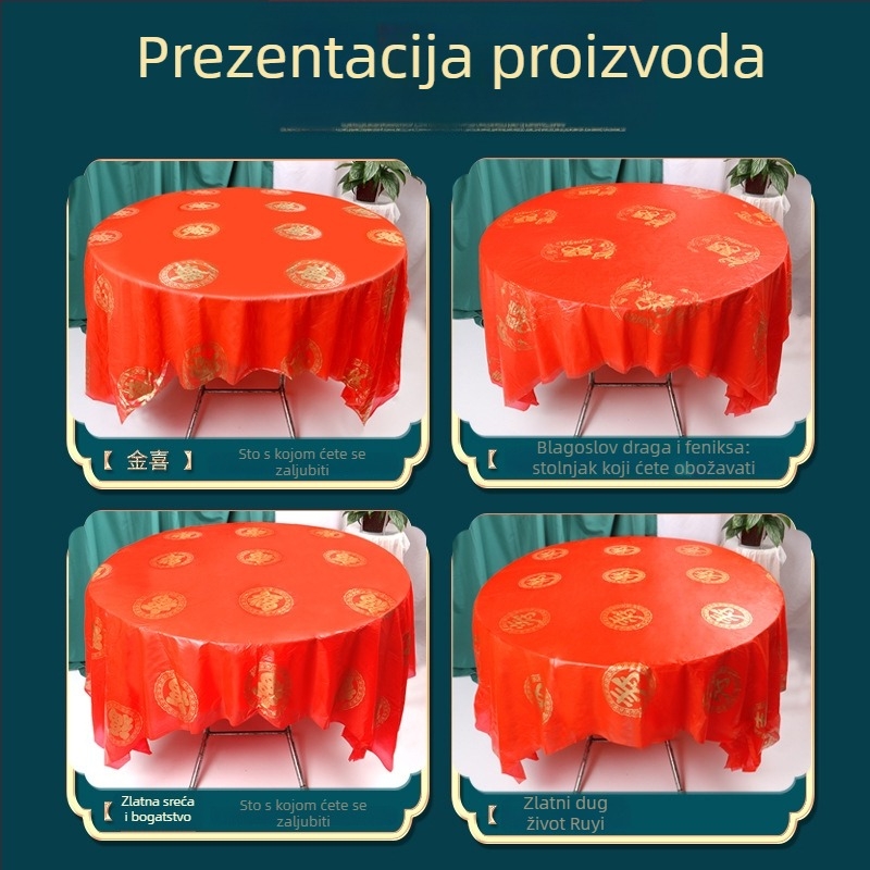 Jednokratni, ojačani stolnjak za vjenčanja, kvadratnog oblika, plastični (PE/polyetilen), svečani uzorak, moguć ispis logotipa, prilagodljiv, 10 komada