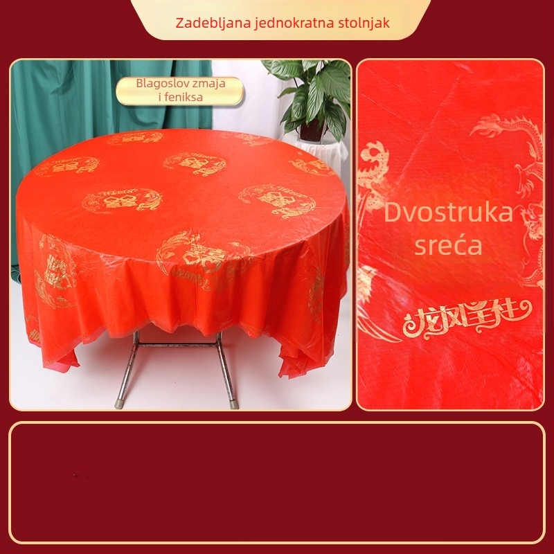 Jednokratni, ojačani stolnjak za vjenčanja, kvadratnog oblika, plastični (PE/polyetilen), svečani uzorak, moguć ispis logotipa, prilagodljiv, 10 komada