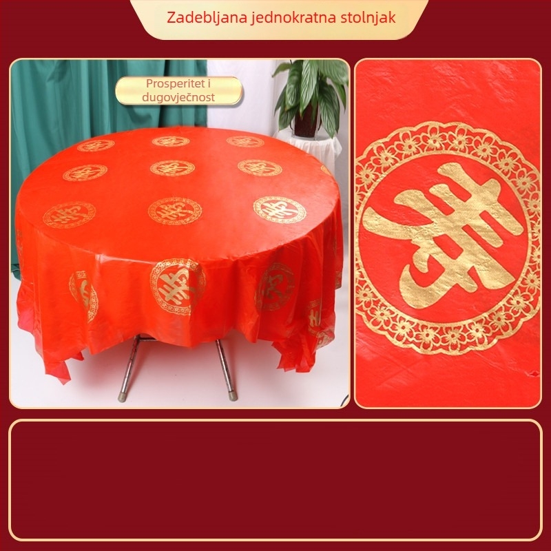 Jednokratni, ojačani stolnjak za vjenčanja, kvadratnog oblika, plastični (PE/polyetilen), svečani uzorak, moguć ispis logotipa, prilagodljiv, 10 komada