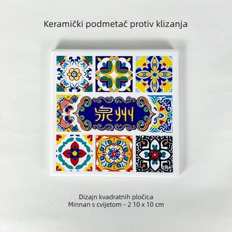 Exhibition Cat keramički podmetač za čaj, protuklizni, upijački i izolacijski, jednofarbni dizajn, okrugli ili kvadratni oblik, kineski stil.
