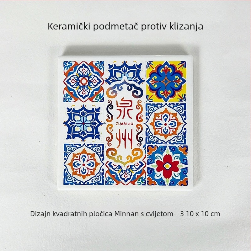 Exhibition Cat keramički podmetač za čaj, protuklizni, upijački i izolacijski, jednofarbni dizajn, okrugli ili kvadratni oblik, kineski stil.
