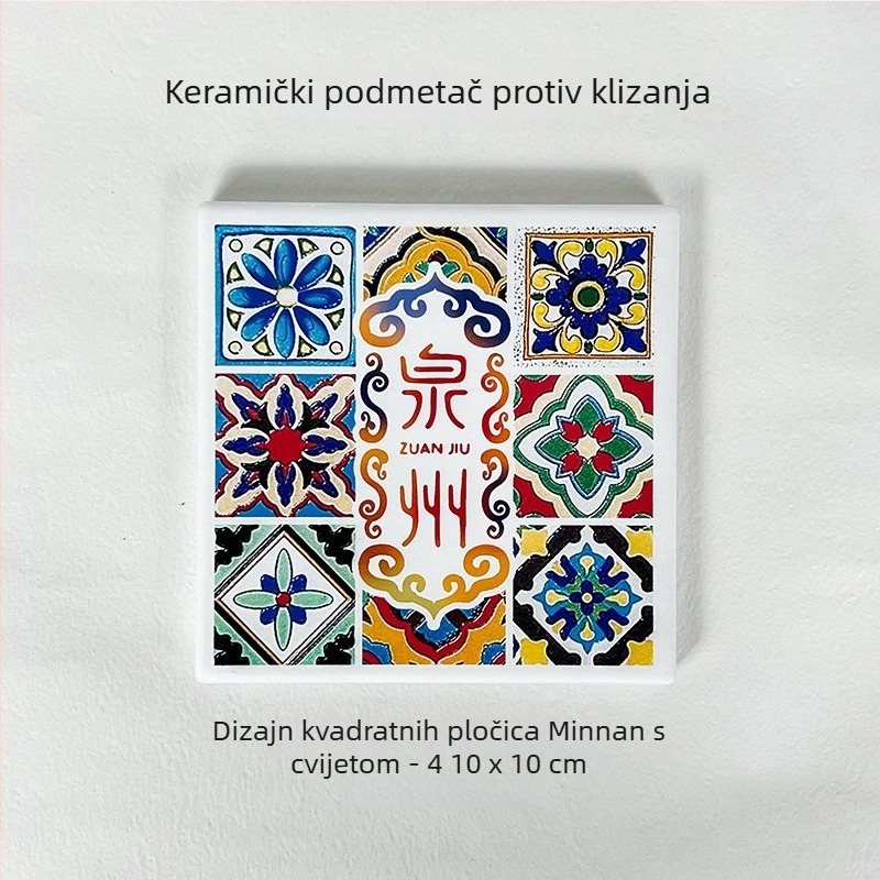 Exhibition Cat keramički podmetač za čaj, protuklizni, upijački i izolacijski, jednofarbni dizajn, okrugli ili kvadratni oblik, kineski stil.