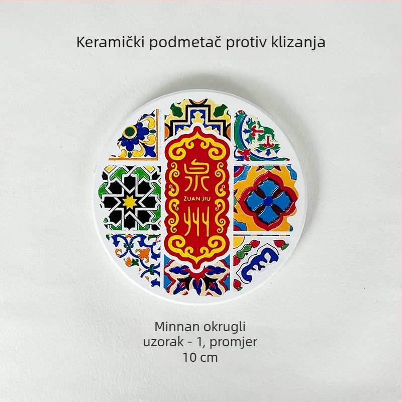 Exhibition Cat keramički podmetač za čaj, protuklizni, upijački i izolacijski, jednofarbni dizajn, okrugli ili kvadratni oblik, kineski stil.