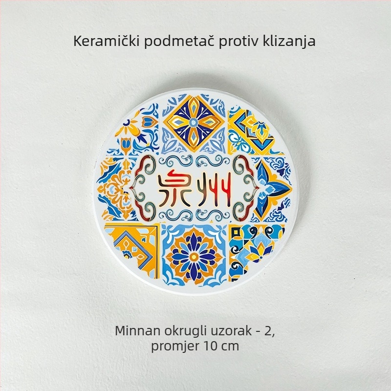 Exhibition Cat keramički podmetač za čaj, protuklizni, upijački i izolacijski, jednofarbni dizajn, okrugli ili kvadratni oblik, kineski stil.