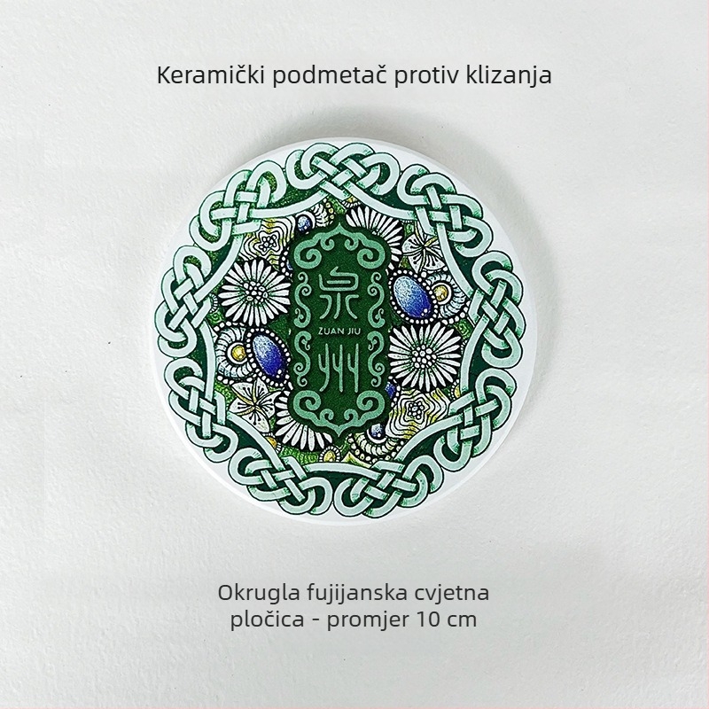 Exhibition Cat keramički podmetač za čaj, protuklizni, upijački i izolacijski, jednofarbni dizajn, okrugli ili kvadratni oblik, kineski stil.