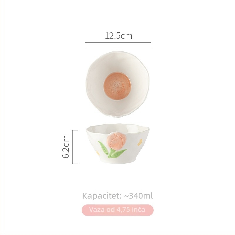 Chaohu ručno oslikani porcelanski set posuđa s motivom tulipana — pod-glazurna završnica, mikrovalna sigurno, mogućnost otiska logotipa, prilagodljivo