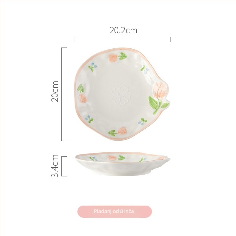 Chaohu ručno oslikani porcelanski set posuđa s motivom tulipana — pod-glazurna završnica, mikrovalna sigurno, mogućnost otiska logotipa, prilagodljivo